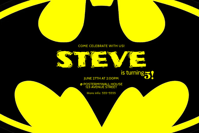 Batman Birthday Party Invitation Template Plakkaat