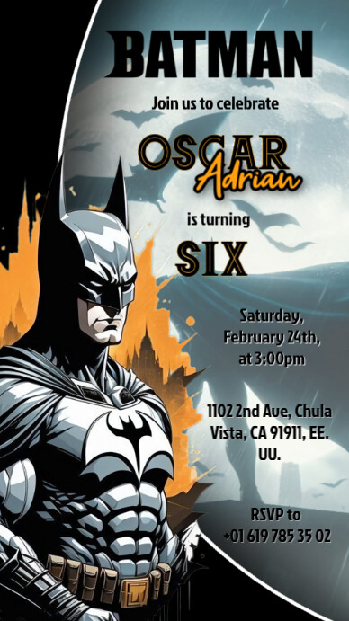 Batman invitation Digitale Vertoning (9:16) template