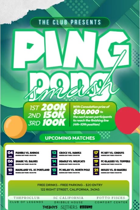 Battle of the Ping Pong 海报 template