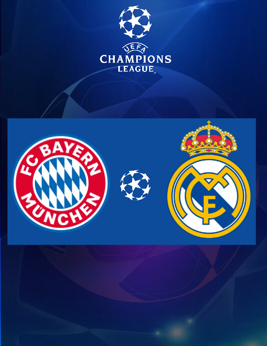 Bayern vs real madrid uefa champions league Pamflet (Letter AS) template