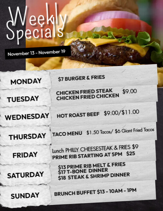 Weekly Specials Menu Flyer Template PosterMyWall