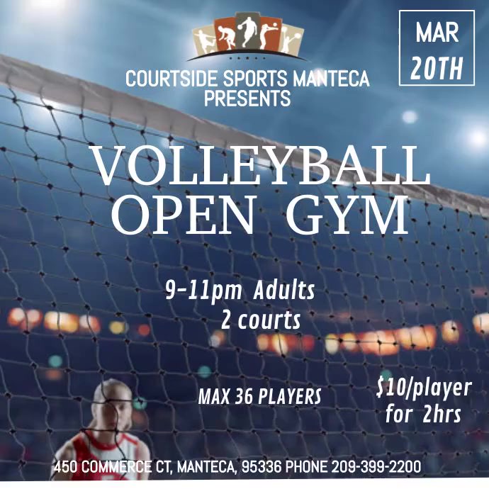 Volleyball Open Gym video flyer Mar 6th PosterMyWall