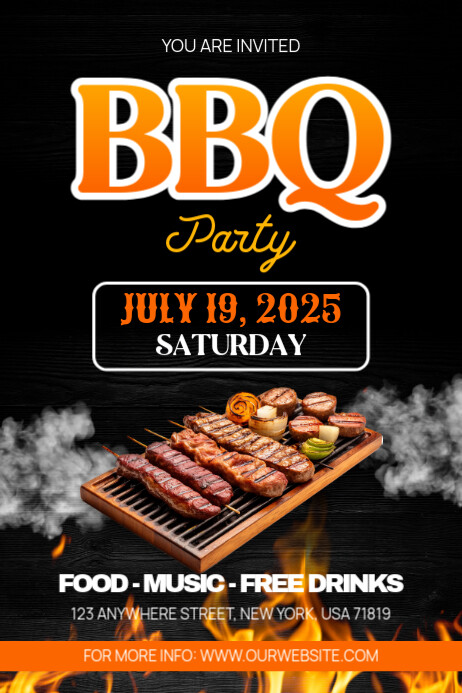 BBQ Barbeque Party Poster Flyer Cartaz template