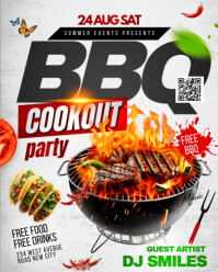 Bbq cookout party barbecue grill backyard summer event invitation promotion poster template design Instagram Portrait