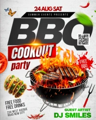 Bbq cookout party barbecue grill backyard summer event invitation promotion poster template design Instagram Portrait