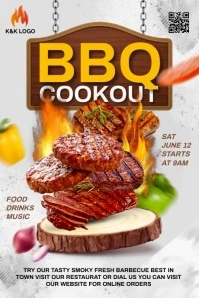 BBQ cookout video flyer Plakat template