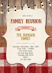 bbq family reunion party invitation A6 template
