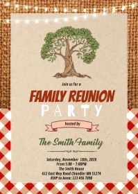 Bbq family reunion theme invitation A6 template