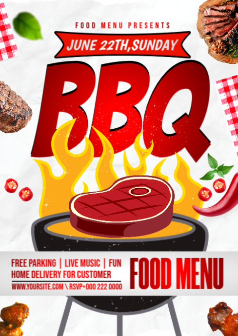 BBQ FOOD MENU A6 template