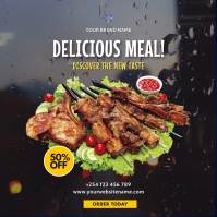 bbq food menu social media sale flyer Square (1:1) template