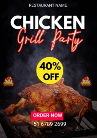 BBQ grill party A1 template