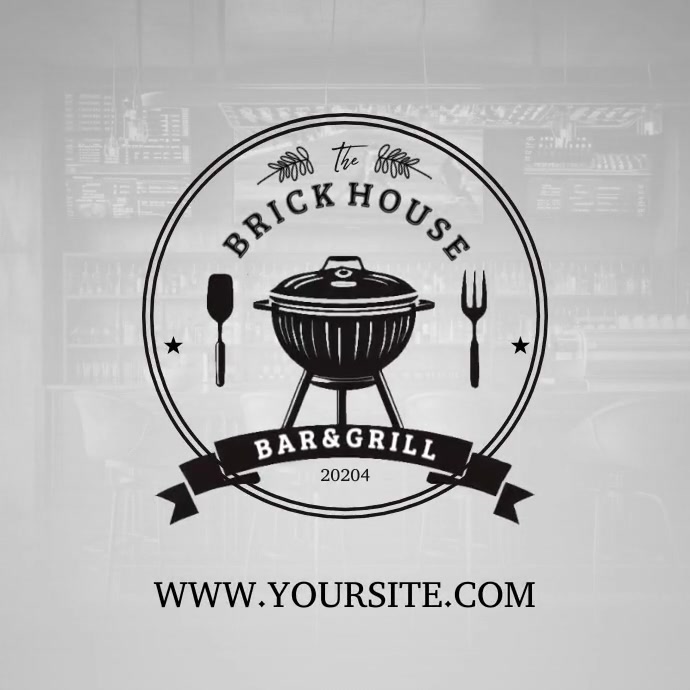 bbq grill restaurant logo, bar and grill rest Logotyp template