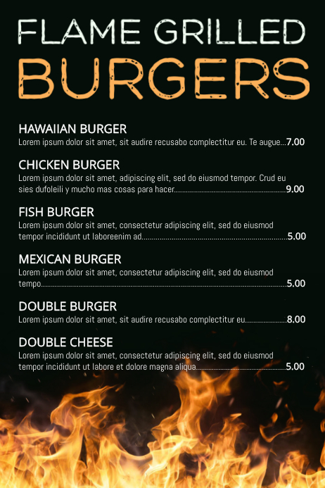 Sample Grilled Menu BBQ Grilled Food Menu Template | PosterMyWall