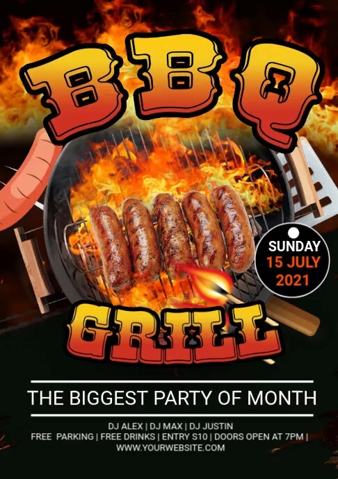 BBQ grilled party A5 template