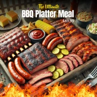 BBQ Meal - Ribs - Brisket - BBQ Instagram Pos template