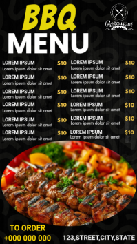 BBQ Menu Flyer Digitalt display (9:16) template