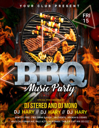 bbq music party flyer design template