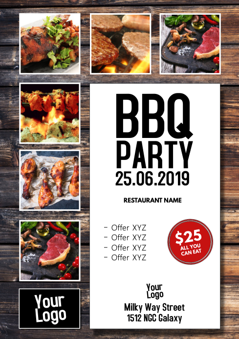 BBQ Party Barbecue Event Flyer Poster Meat Grill Food BBQ Party Barbecue Event Flyer Poster Meat Grill Food