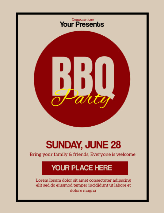 Bbq party Flyer (US Letter) template
