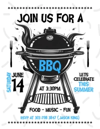 BBQ Party Flyer Ulotka (US Letter) template