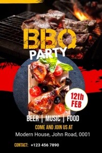 BBQ Party Flyer Template Banner 4' × 6'