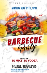 BBQ Party invitation Media Página Ancho template
