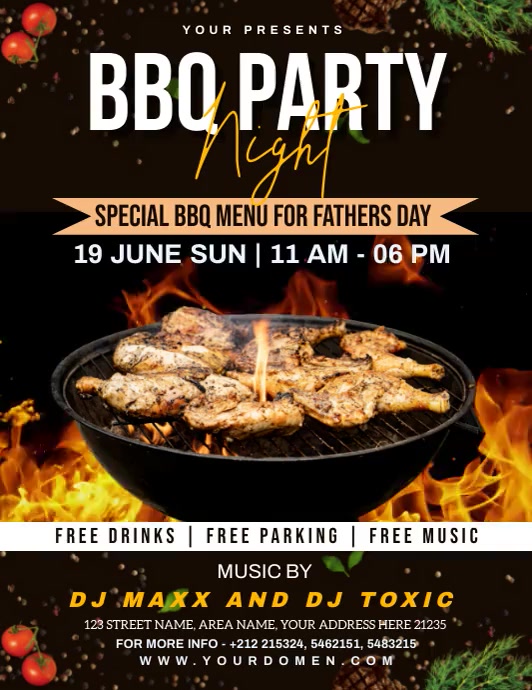 BBQ PARTY NIGHT Pamflet (Letter AS) template