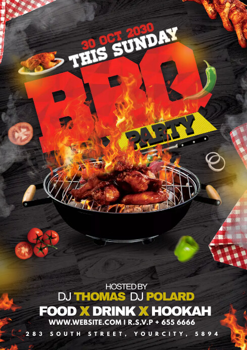 Spring Bbq Poster BBQ party poster design Template | PosterMyWall