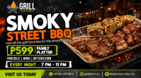黑色 BBQ Restaurant Promotion Digital Display Template