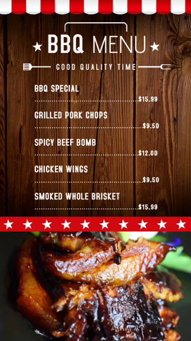 BBQ Restaurant Video Menu Template | PosterMyWall