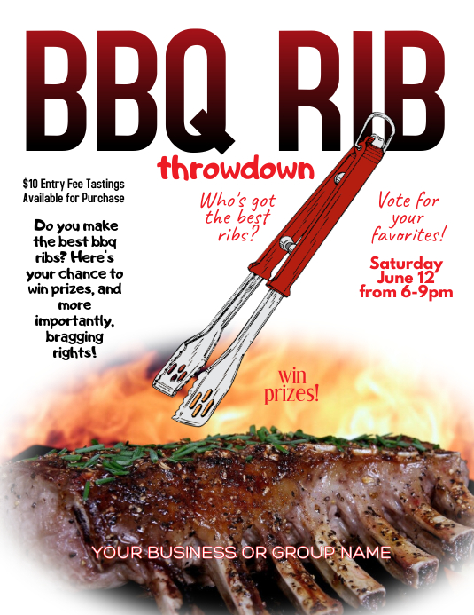 Poster Ribs BBQ Ribs Cooking Contest competition Flyer Template | PosterMyWall