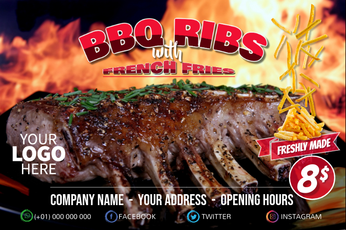 Che Rib Poster BBQ ribs Offer Promotion Poster Flyer Template | PosterMyWall