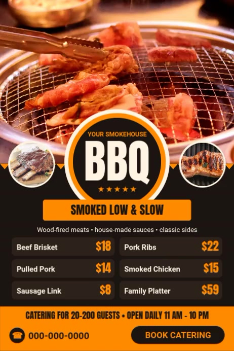 Barbecue Menu Design Graphics Bbq Smokehouse Menu Poster Template | PosterMyWall