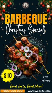 Czarny Christmas Barbeque Event Digitalt display Template