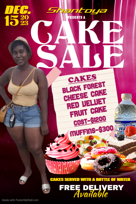 Shantoya Cake Sale Poster template