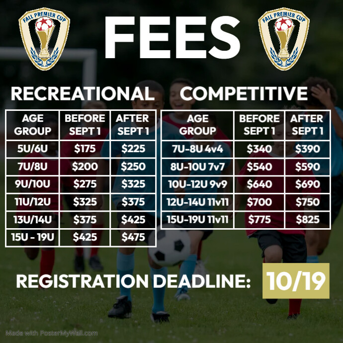 Fall Premier Fees 23 PosterMyWall