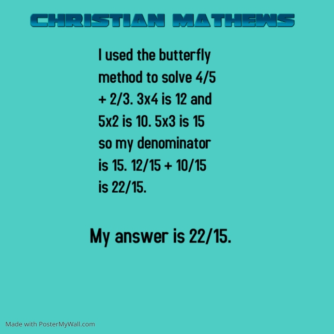 Copy of Christian's math work. | PosterMyWall