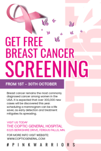 White Breast Cancer Awareness Póster Template - Page 1