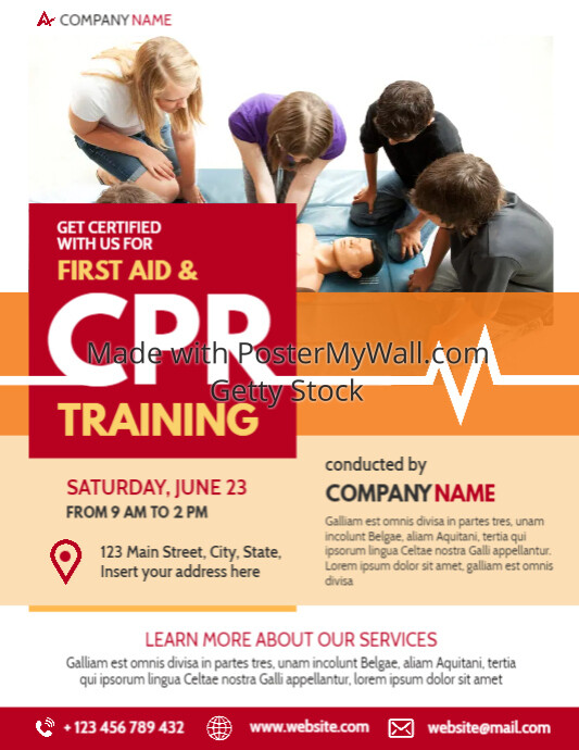 first aid & cpr training flyer advertising
