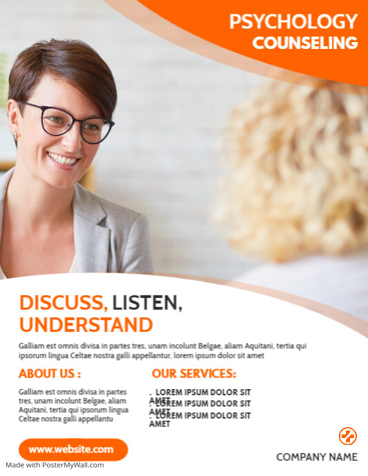 Psychology counseling flyer white and orange