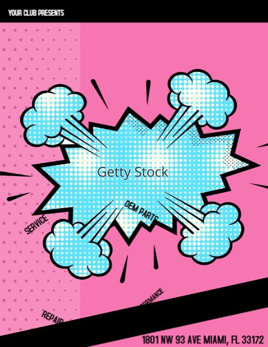 Comic Party Pink Blue Club Flyer PosterMyWall