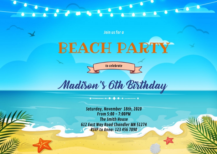 Beach background invitation Template | PosterMyWall beach-background-invitation-template-postermywall