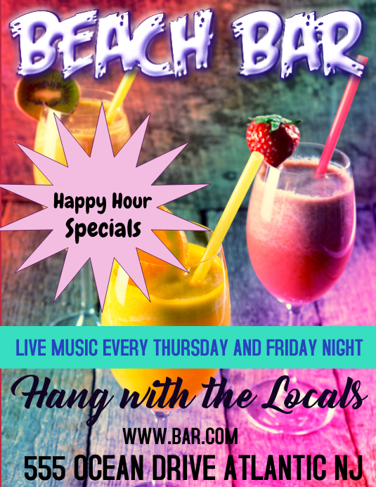 BEACH BAR Template PosterMyWall