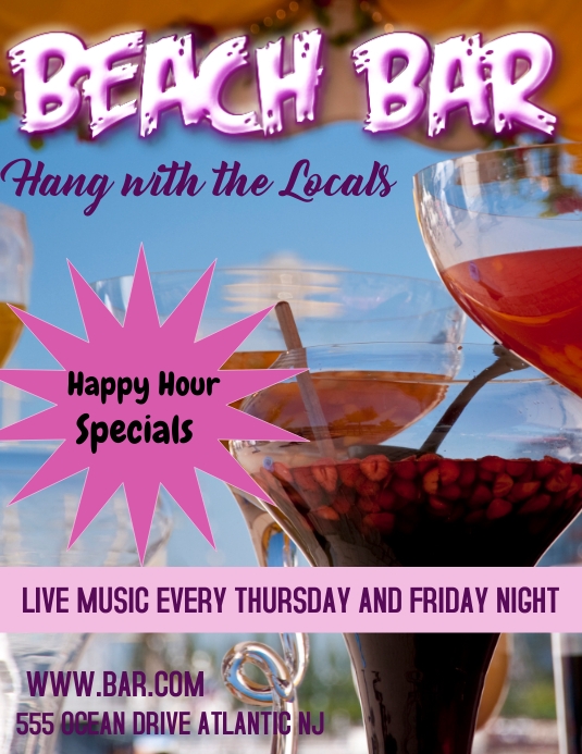 BEACH BAR ใบปลิว (US Letter) template