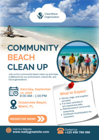 Beach Clean Up Poster Template – Community Environmental Volunteer Event A2