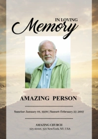 Beach Funeral Program Template A5