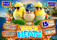 Beach Heats: Vibes High, Waves Loud A4 template