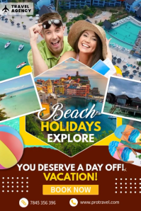 Beach Holidays Explore Poster template