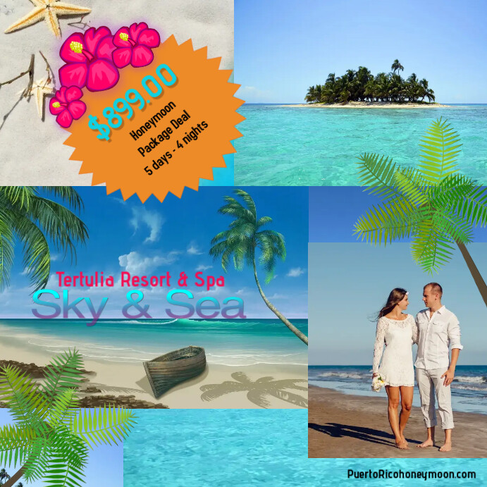 Beach Honeymoon Wedding Destination Travel Template Postermywall