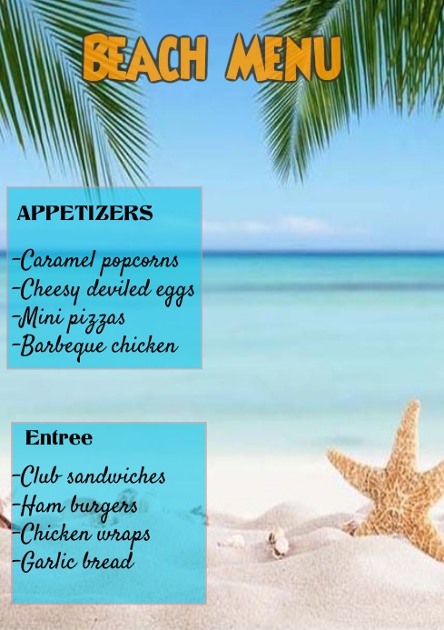 Beach menu Template | PosterMyWall